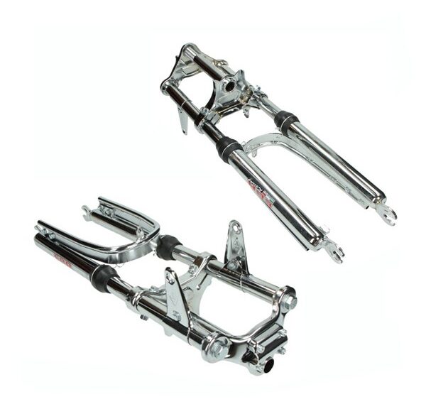 voorvork EBR kort breed + versterkte stabilisator compleet chroom puch maxi