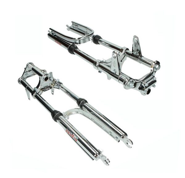 voorvork EBR lang breed + versterkte stabilisator compleet chroom puch maxi