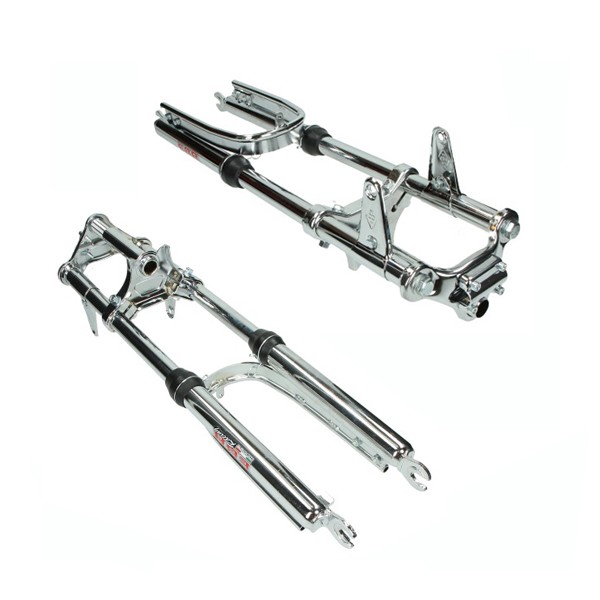 voorvork EBR lang breed + versterkte stabilisator compleet chroom puch maxi