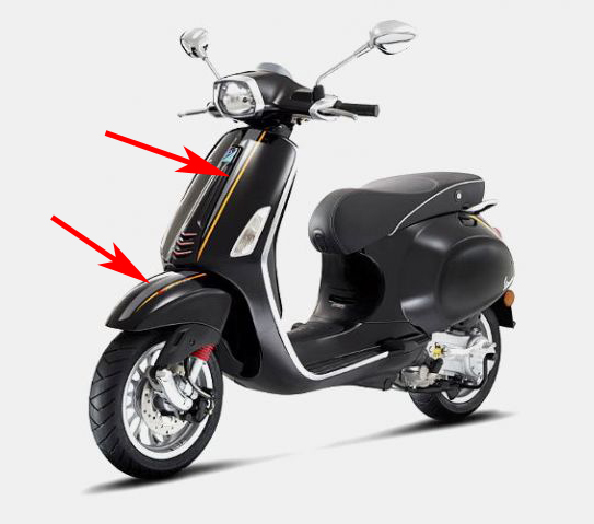 Stickerset Piaggio origineel voorscherm voorspatbord — geschikt voor Piaggio Antraciet