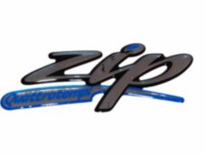 embleem Piaggio origineel woord [zip quattro] zijscherm 3d zwart/chroom zip2006 4t 620835