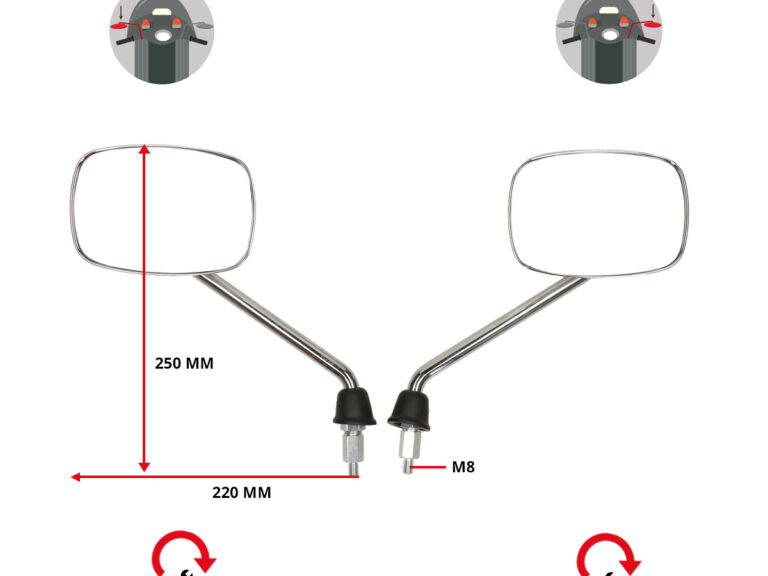 Spiegelset E-keur Vierkant Chroom Vespa S