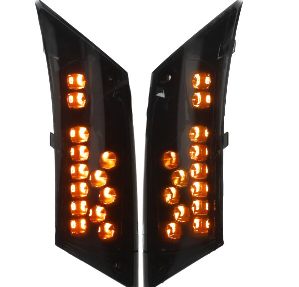 Knipperlichtset DMP LED SP (extra donker) achter zwart — geschikt voor Piaggio