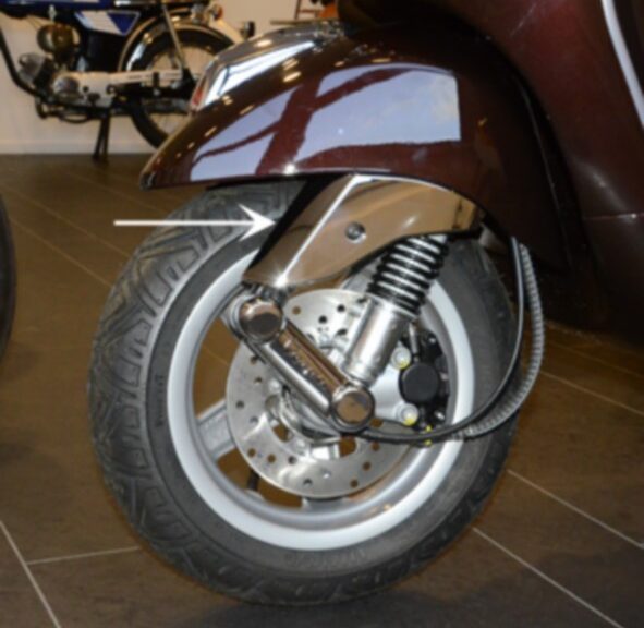 beschermkapje DMP voorvork boven exclusive line chroom vespa lx