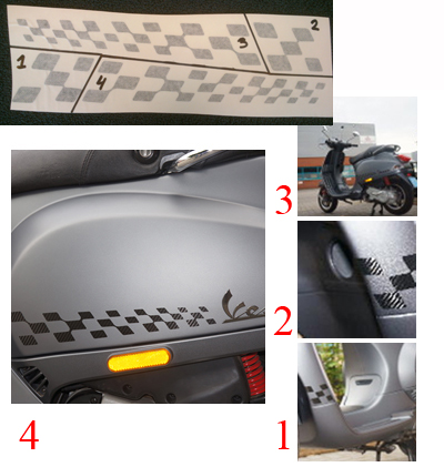 Stickerset finish vlag carbon 4pcs riva — geschikt voor Vespa LX