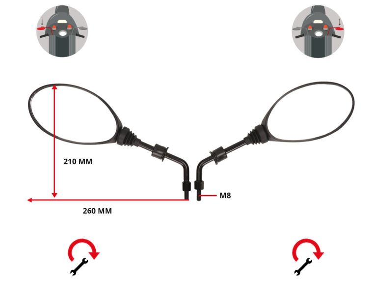 Spiegelset Dmp Origineel Model Euro-2/4/5 Piaggio Zwart Zip 2t , Zip 4t, Zip2000