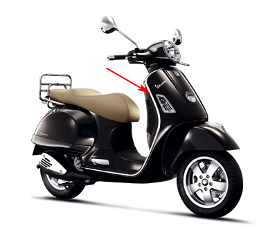 Sierstrip Piaggio origineel beenschild — geschikt voor Piaggio <2018 Gt 200cc