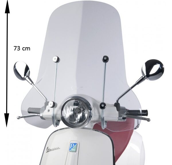 windscherm Piaggio origineel met bevestigingsset hoog helder 73cm elettrica