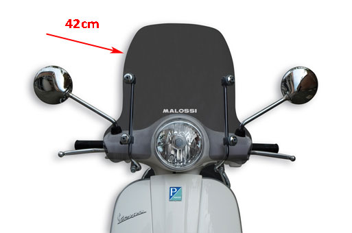 Windscherm Malossi met bevestigingsset smoke 42cm LX 2t