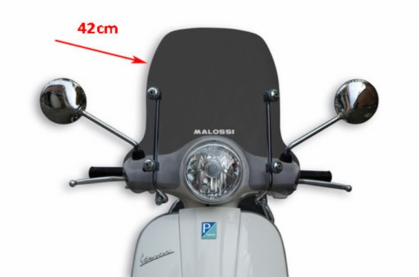 windscherm malossi met bevestigingsset smoke 42cm lx 2t