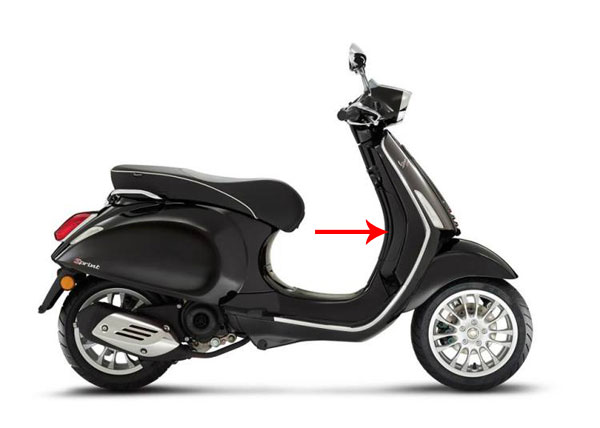 Beenschilddeksel Piaggio origineel zwart — geschikt voor Piaggio Lucido 94 Sprint