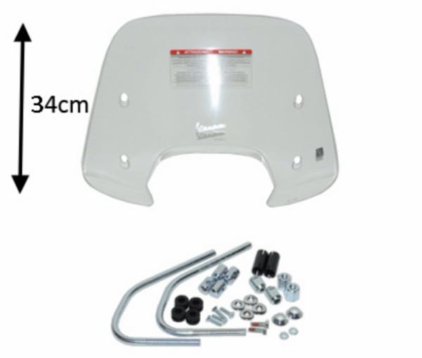 windscherm Piaggio origineel met bevestigingsset laag 34cm helder sprint 1b001027
