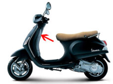 Beenschild zwart grafite — geschikt voor Vespa LX