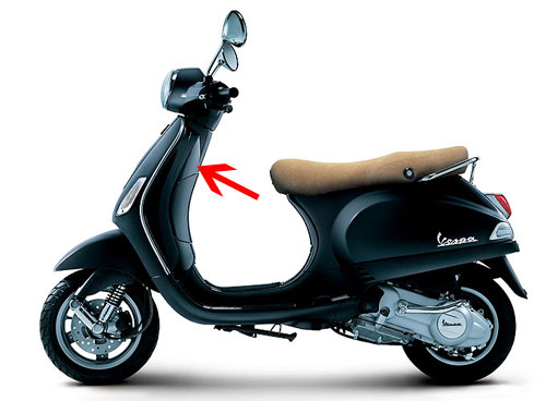 Beenschild zwart grafite — geschikt voor Vespa LX