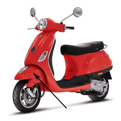 Voorspatbord rood dragon 894 — geschikt voor Vespa LX FL