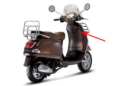 Beenschild bruin marrone — geschikt voor Vespa LX