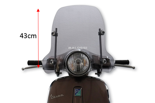 Windscherm Malossi met bevestigingsset laag 43cm smoke primavera