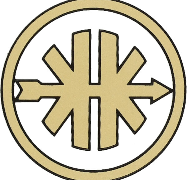 Sticker rond logo 3.5cm zwart/goud — geschikt voor Kreidler