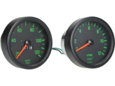 km tellerklok + toerenteller set zwart/groen kreidler