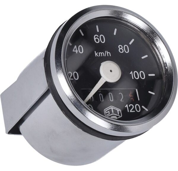 km tellerklok Schmitt 120km/u 48mm zwart/chroom camino