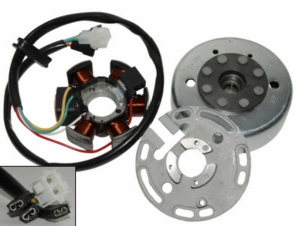 ontsteking+vliegwiel (model Kokusan) 6 spoelen minarelli am6