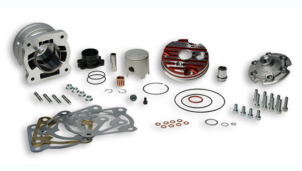 Cilinder met kop Malossi mhr team 2t testa rossa 52mm minarelli hor LC — geschikt voor Piaggio LC