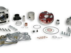 Cilinder met kop Malossi mhr testa rossa 2t 70cc team 2 47.6mm minarelli hor LC — geschikt voor Piaggio LC