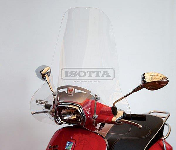 Windscherm isotta met bevestigingsset hoog helder — geschikt voor Vespa Sprint