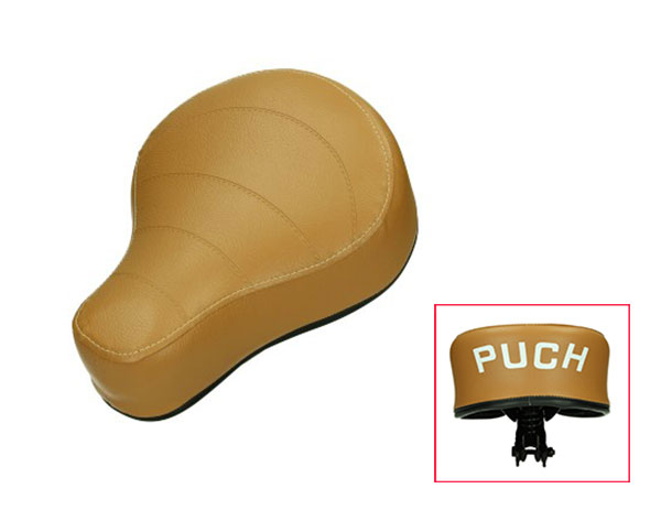 Zadel met logo bruin camel — geschikt voor Puch Maxi