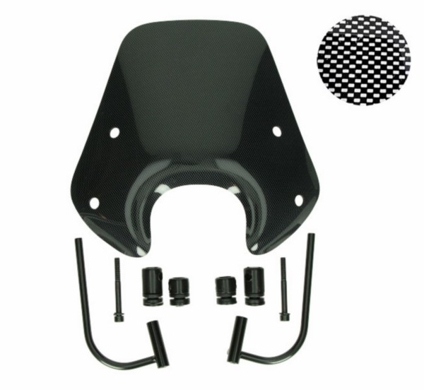 windscherm Regia met bevestigingsset laag (made in EU) 30cm carbon zip2000