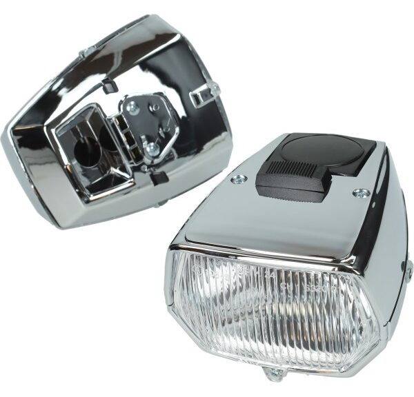 koplamp DMP + schakelaar vierkant 115mm chroom puch maxi
