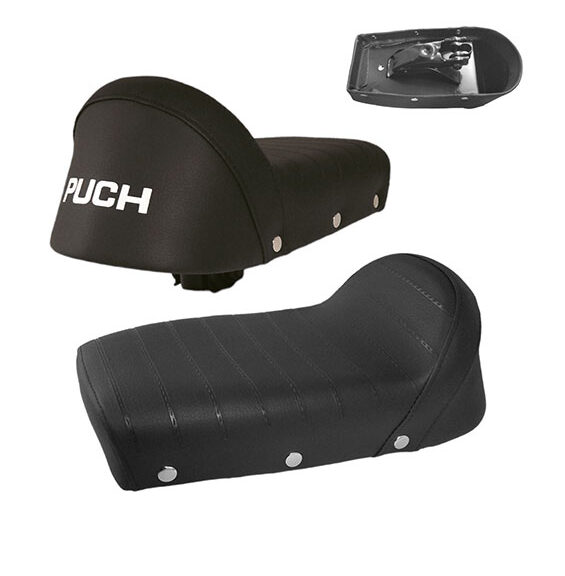 Buddyseat kort met opdruk sport zwart — geschikt voor Puch Maxi