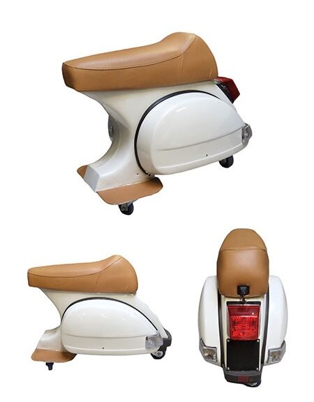 barkruk vespa PK50 wit/bruin