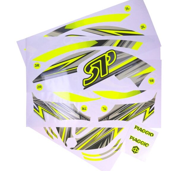 stickerset GP1 (alle piaggio modellen) geel fluor 16-delig zip 2t