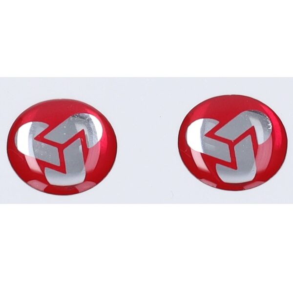 stickerset voorvorkpoot (made in EU) Sebac 2 delig rood/wit piaggio