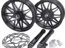 wielset Fast Arrow Pro 11 en 12 inch wiel + oversized remschijfset zwart mat piaggio