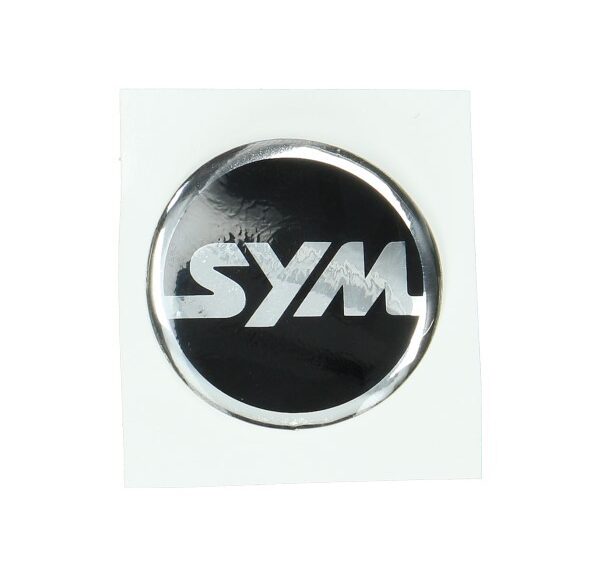 sticker Sym logo rond 40mm zwart/chroom