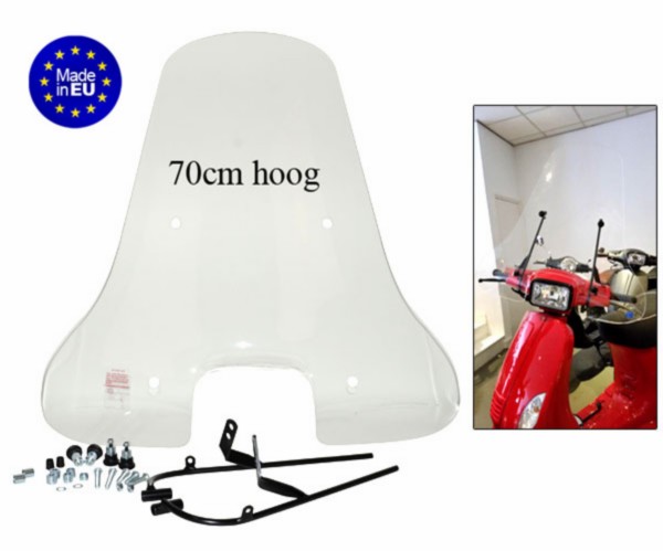 windscherm Regia met bevestigingsset hoog vierkante koplamp (made in EU) 70cm helder agm VX50s