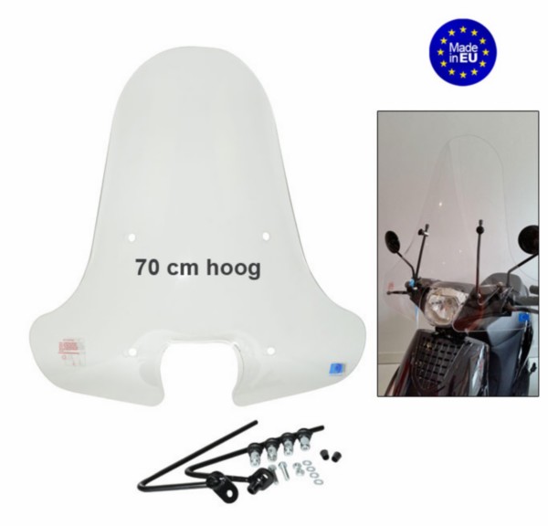 windscherm Regia met bevestigingsset (made in EU) hoog zip model China AGM 70cm helder agm SP50