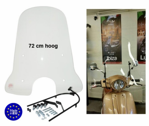 windscherm Regia met bevestigingsset hoog (made in EU) iva ibiza/razzo lucca 72cm helder