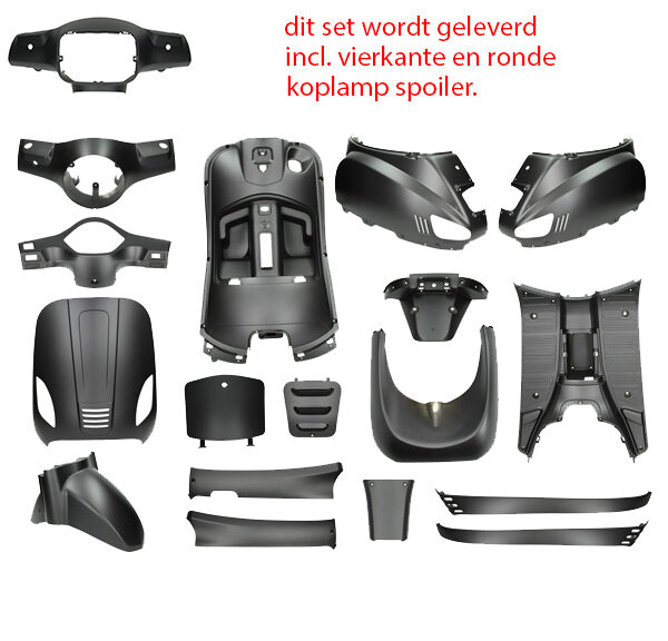 Plaatwerkset (ronde+vierkante koplamp) zwart mat — geschikt voor AGM vx50s