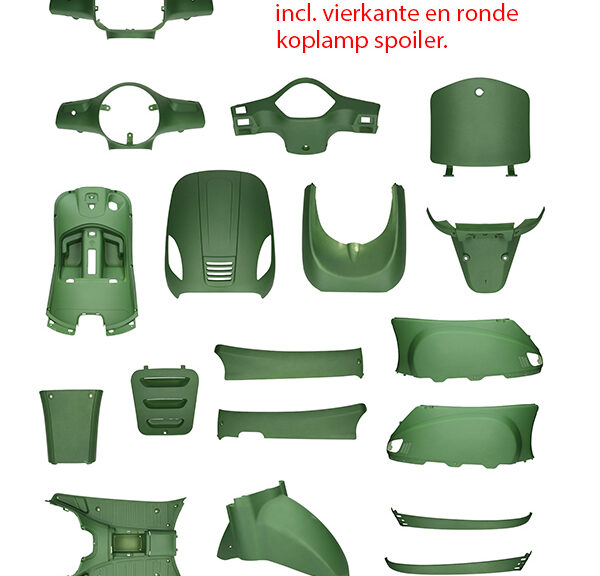 Plaatwerkset (ronde+vierkante koplamp) groen leger mat — geschikt voor AGM vx50s