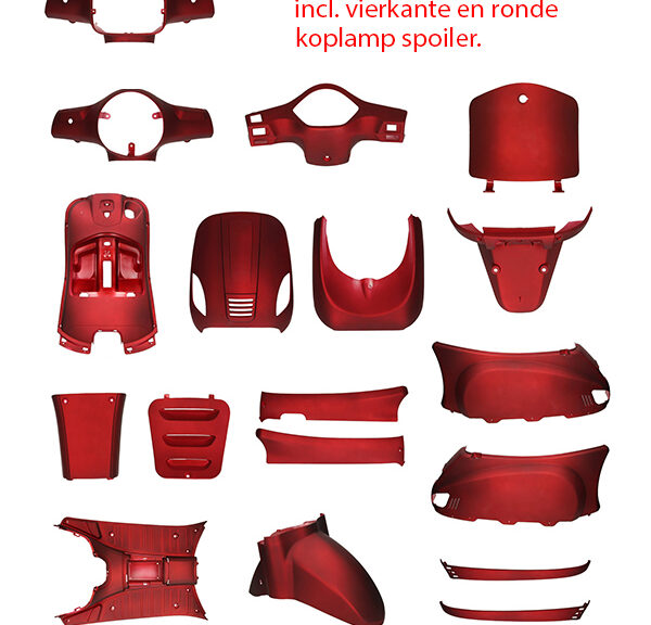Plaatwerkset (ronde+vierkante koplamp) rood mat — geschikt voor AGM vx50s