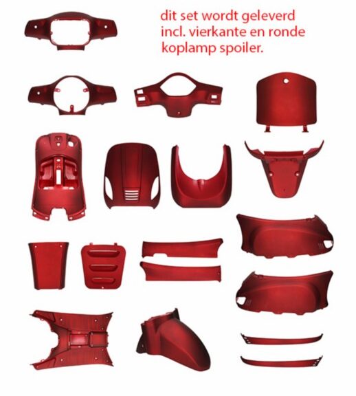 plaatwerkset (ronde+vierkante koplamp) rood mat 18-delig agm VX50s