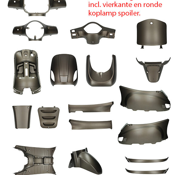 Plaatwerkset (ronde+vierkante koplamp) mat bruin titanium — geschikt voor AGM vx50s