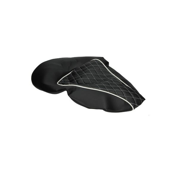 Buddydek Regia chesterfield zwart met witte bies fiddle 2
