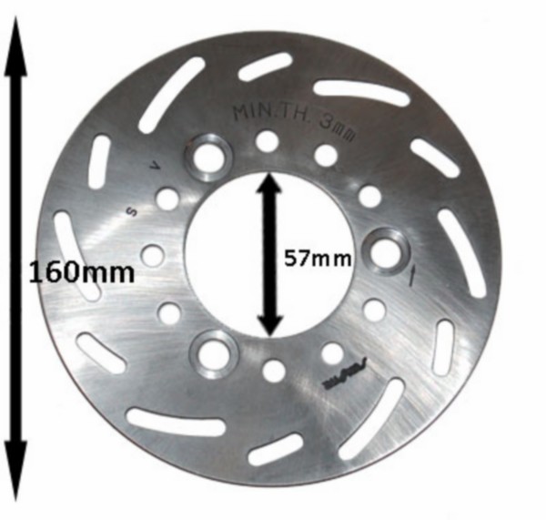 remschijf DMP 3-gaats rvs voor 160mm mio