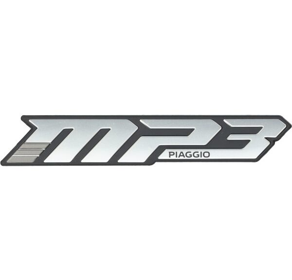 sticker Piaggio origineel woord [mp3] zijscherm euro-5/5+ chroom/zwart mp3 530 HPE