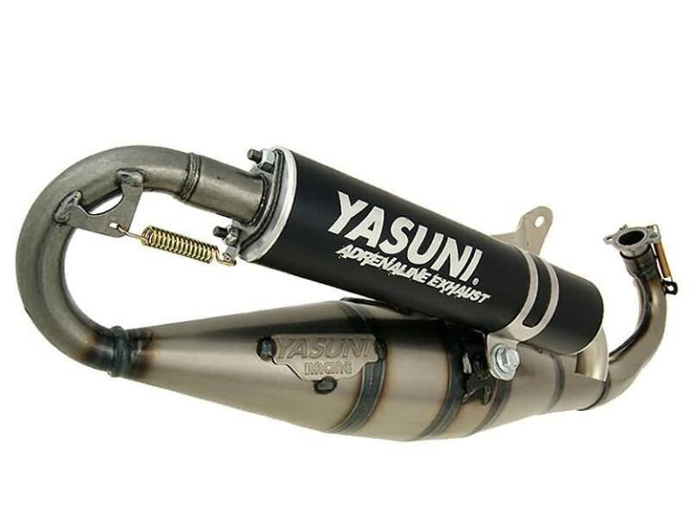 Uitlaat Yasuni carrera c16 blank/zwart — geschikt voor Piaggio