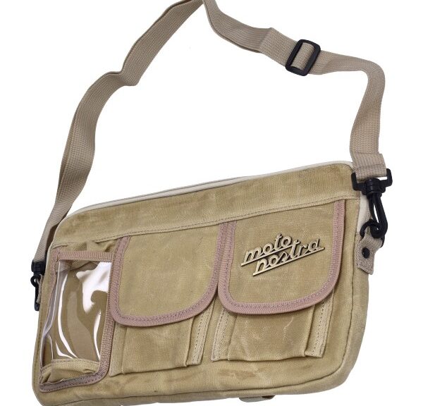 schoudertas Moto-Nostra universeel 4 vaks beige bromfiets